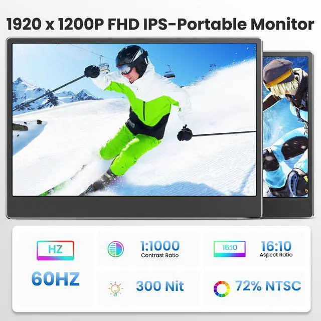 Alt view image 2 of 7 - 15.6 Laptop Screen Extender Dual Monitor, FHD 1080P IPS 1200P Display, Premium Aluminum Alloy Build, Adjustable Stand Portable Foldable Design, USB-C/HDMI/USB-A Compatible with Windows Mac Android