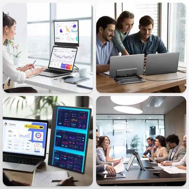 Alt view image 7 of 7 - 15.6" Dual Portable Laptop Screen Extender, 1080P FHD IPS Displays, Premium Aluminum Alloy Foldable Design with Adjustable Height Stand, USB-C HDMI Multi-Device Compatible (Windows, Mac, Android)