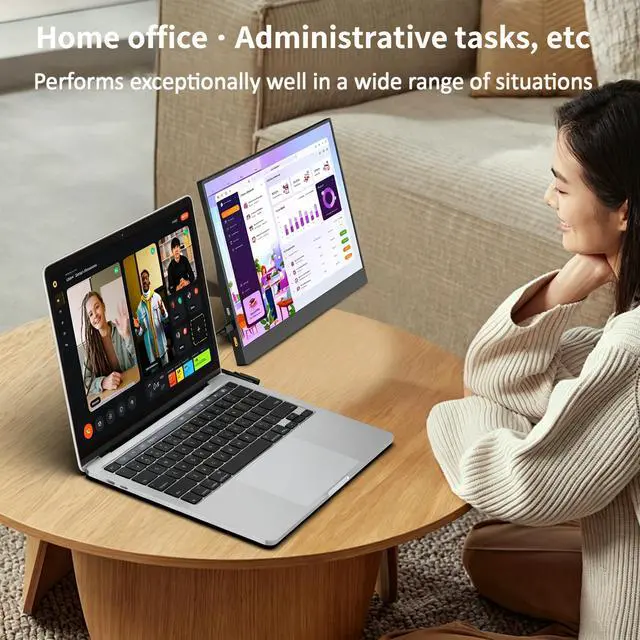 Alt view image 5 of 7 - 15.6" Portable Monitor, 1080P FHD IPS 100% sRGB Travel Monitor, USB-C HDMI Plug & Play, Built-in Kickstand & Speakers, Second Screen for Laptop, Mac, Switch & Xbox
