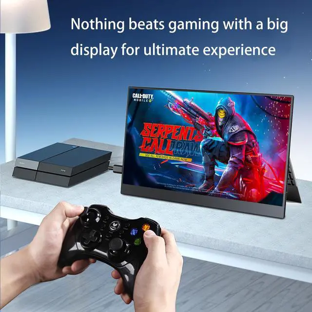 Alt view image 7 of 7 - 15.6" FHD 1080P Portable Monitor, Ultra-Thin IPS Second Screen with Built-in Kickstand & Dual Speakers, USB-C HDMI External Display for Laptop PC Mac PS4 Switch, Plug & Play