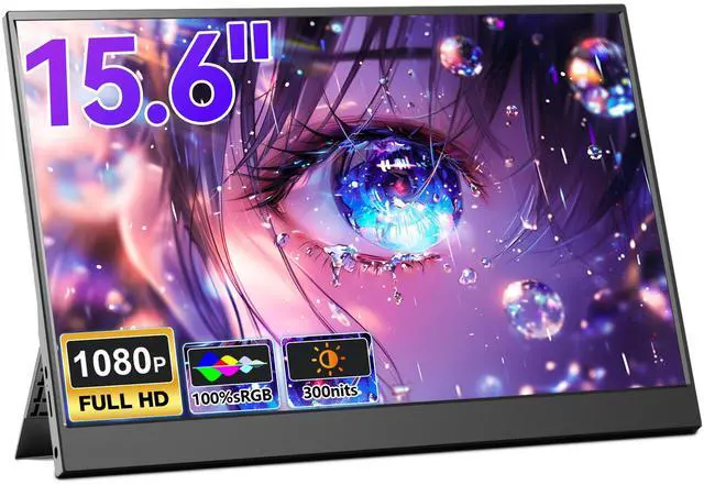 Main image of 15.6" Portable Second Screen for Laptop, 1080P FHD IPS Monitor, 100% sRGB Eye Care Display, USB-C HDMI Plug & Play, Compatible with Mac, Switch & Xbox