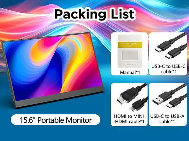 Alt view image 2 of 7 - 15.6" Portable Second Screen for Laptop, 1080P FHD IPS Monitor, 100% sRGB Eye Care Display, USB-C HDMI Plug & Play, Compatible with Mac, Switch & Xbox