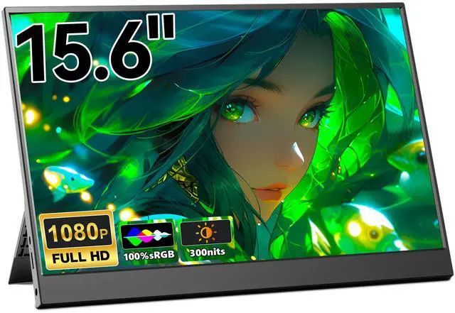 Main image of 15.6" Portable Monitor, 1080P FHD Portable Laptop Screen with Stand, Mobile Monitor IPS Screen with Speakers, Ultra-Slim External Second Screen for Laptop/PC/Mac/PS4/Switch, USB-C & HDMI Port