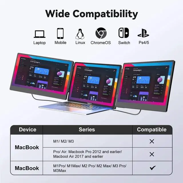 Alt view image 4 of 7 - Laptop Screen Extender, 14" FHD 1080P IPS Laptop Monitor for Laptop , Built-in Stand, Portable Dual Second Monitor Fit HDMI/USB-A/Type-C Plug & Play for Wins/Mac/Switch