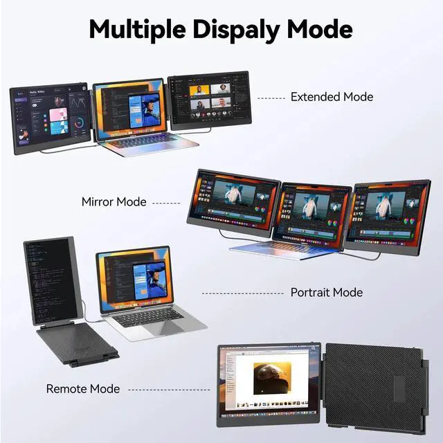 Alt view image 5 of 7 - Laptop Screen Extender, 14" FHD 1080P IPS Laptop Monitor for Laptop , Built-in Stand, Portable Dual Second Monitor Fit HDMI/USB-A/Type-C Plug & Play for Wins/Mac/Switch