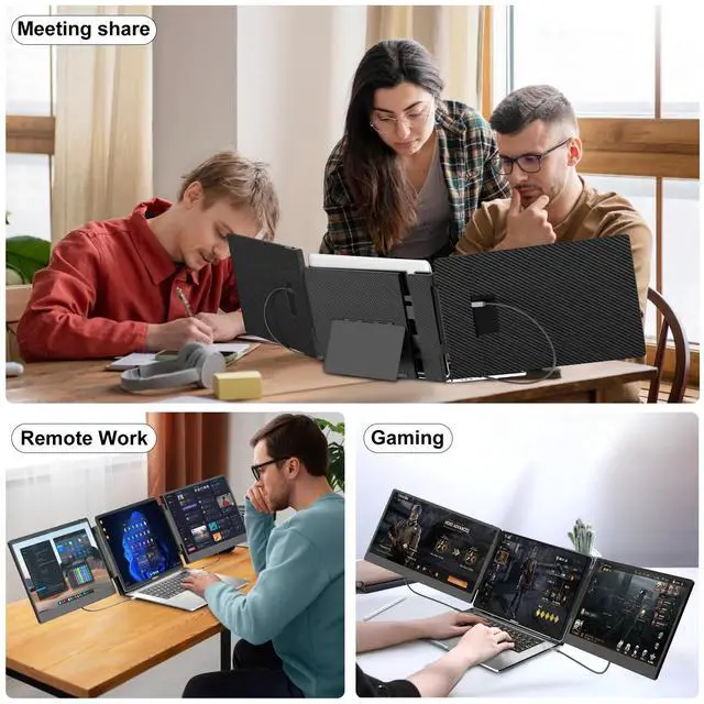 Alt view image 7 of 7 - Laptop Screen Extender, 14" FHD 1080P IPS Laptop Monitor for Laptop , Built-in Stand, Portable Dual Second Monitor Fit HDMI/USB-A/Type-C Plug & Play for Wins/Mac/Switch