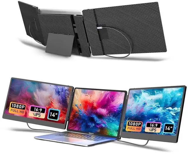 Main image of Laptop Screen Extender, 14" FHD 1080P IPS Laptop Monitor for Laptop , Built-in Stand, Portable Dual Second Monitor Fit HDMI/USB-A/Type-C Plug & Play for Wins/Mac/Switch