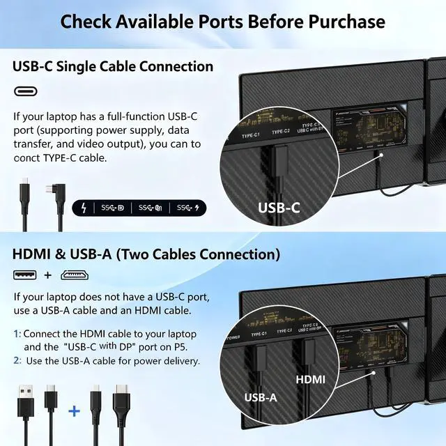 Alt view image 6 of 7 - Laptop Screen Extender 15.6"", Detachable 120% sRGB 1080P FHD Laptop Monitor Extender, Dual Screen for 13-17"" Laptop, Plug and Play Portable Monitor with Windows/Mac/Android/Chrome/PS5