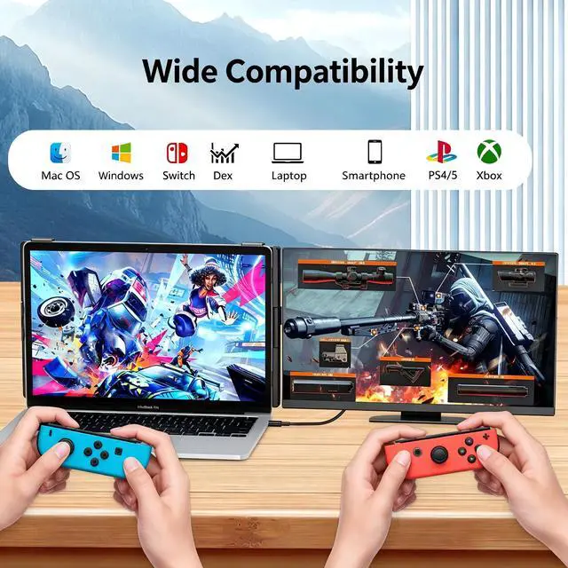 Alt view image 7 of 7 - Laptop Screen Extender 15.6"", Detachable 120% sRGB 1080P FHD Laptop Monitor Extender, Dual Screen for 13-17"" Laptop, Plug and Play Portable Monitor with Windows/Mac/Android/Chrome/PS5