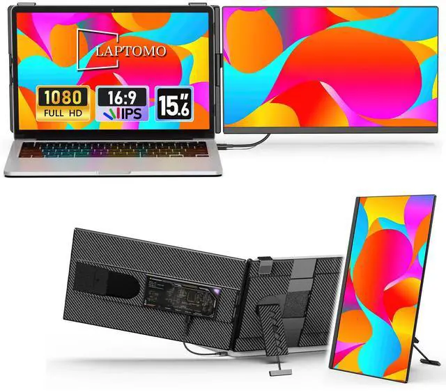 Main image of Detachable 15.6" IPS Portable Monitor, FHD 1080P Laptop Screen Extender for 1317" Laptops, Dual-Screen Portable Display, USB-C & HDMI, Plug and Play, Compatible with Windows, Mac, Android & Switch