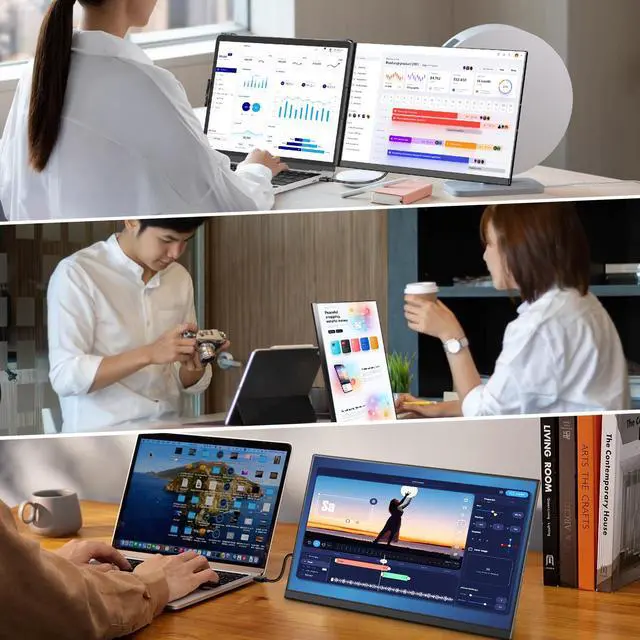 Alt view image 5 of 7 - Detachable 15.6" FHD 1080P IPS Portable Dual Monitor, Plug & Play Laptop Screen Extender for 1317" Laptops, USB-C & HDMI, Compatible with Windows, macOS, Android & ChromeOS