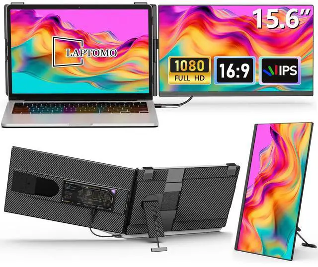 Main image of 15.6" FHD 1080P Detachable Portable Dual Monitor, Laptop Screen Extender with Plug & Play, Dual/Triple Display for 1317" Laptops, Compatible with Windows, macOS, Android & ChromeOS