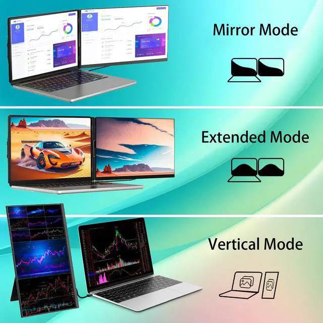 Alt view image 5 of 7 - 15.6" FHD 1080P Detachable Portable Dual Monitor, Laptop Screen Extender with Plug & Play, Dual/Triple Display for 1317" Laptops, Compatible with Windows, macOS, Android & ChromeOS