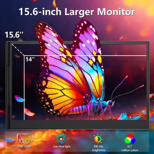Alt view image 3 of 7 - Triple Laptop Screen Extender 15.6'', Ultra Light & Thin 1080P FHD Portable Monitor for Laptop, Plug & Play Screen Extended Monitors, Dual Monitor Extender for Mac/Windows/Chrome (Built-in Speakers)