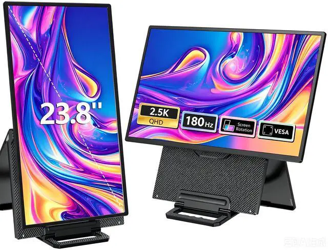 Main image of 23.8 Inch 2.5K 180Hz Portable Gaming Monitor, 2560x1440 IPS, Height Adjustable Stand, USB-C/Type-C/USB-A/HDMI External Secondary Screen for Laptop/Mac/PC/Windows