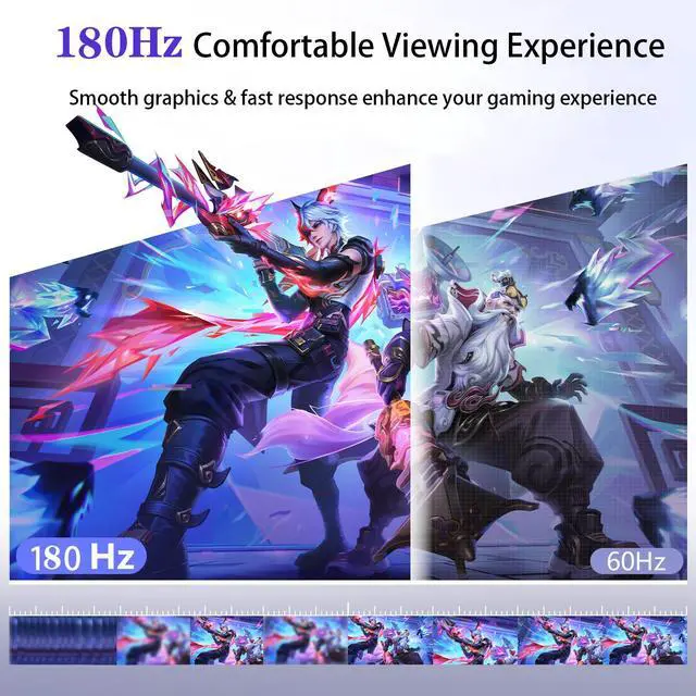 Alt view image 4 of 7 - 23.8 Inch 2.5K 180Hz Portable Gaming Monitor, 2560x1440 IPS, Height Adjustable Stand, USB-C/Type-C/USB-A/HDMI External Secondary Screen for Laptop/Mac/PC/Windows