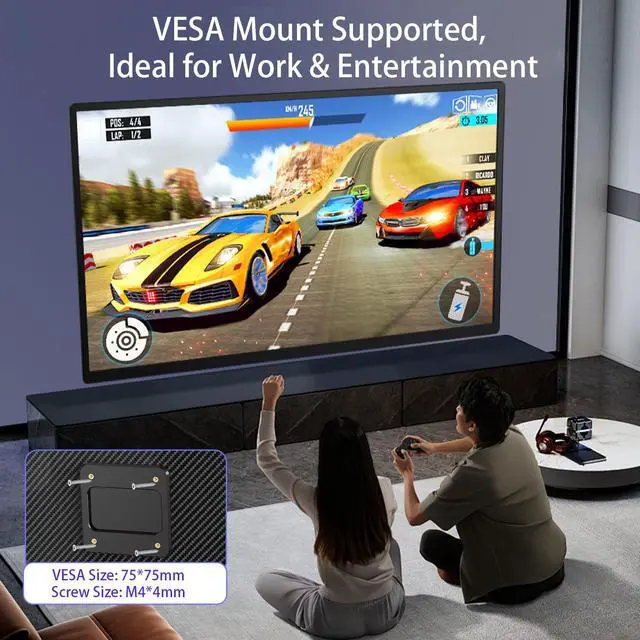 Alt view image 7 of 7 - 23.8" 2.5K QHD 180Hz Portable Gaming Monitor, IPS Display with Kickstand, Built-in Speakers, USB-C & HDMI, VESA Compatible for Laptop, PC, Mac, Xbox