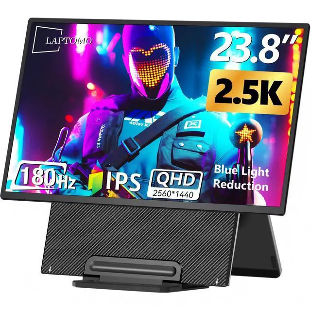 Main image of 23.8" Portable Monitor, 2.5K QHD 2560×1440 IPS Display, 180Hz Gaming Monitor with Built-in Stand & Speakers, USB-C, HDMI, VESA Mount, External Monitor for Laptop, MacBook, PC, PS5, Xbox, Switch