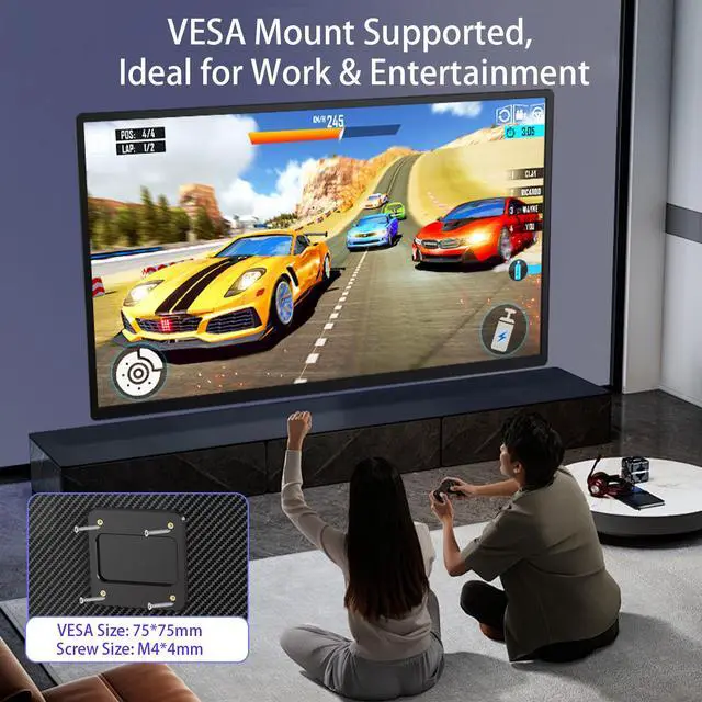 Alt view image 5 of 7 - 23.8" Portable Monitor, 2K QHD 1440P, 180Hz, Large Portable Display with Built-in Stand, IPS Panel, VESA Mount, OTG Support, USB-C & HDMI, External Monitor for Laptop, PC, PS5, Xbox, Switch, Mac