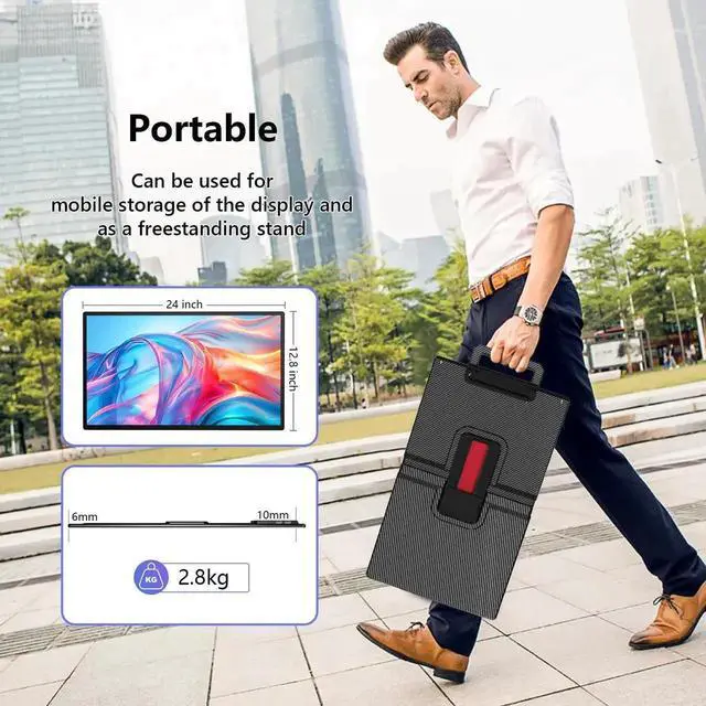 Alt view image 7 of 7 - 23.8" Portable Monitor, 2K QHD 1440P, 180Hz, Large Portable Display with Built-in Stand, IPS Panel, VESA Mount, OTG Support, USB-C & HDMI, External Monitor for Laptop, PC, PS5, Xbox, Switch, Mac