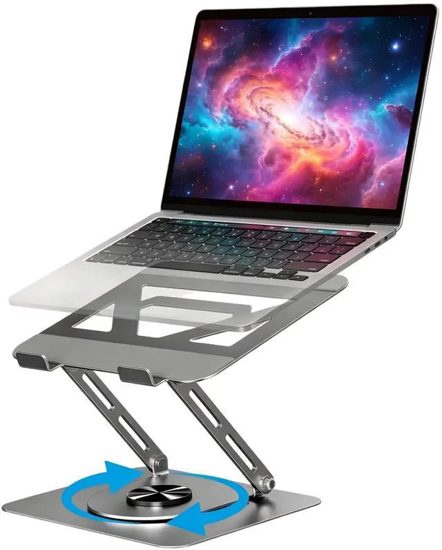 Main image of Laptop Stand for Desk, Ergonomic 360° Rotating Laptop Holder, Laptop Riser, Height & Angle Adjustable Laptop Riser, Foldable Portable Computer Stand for MacBook Pro/Air, Fits 10 - 17.3" Laptops