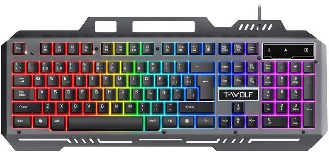 Main image of RGB Gaming Keyboard, Wired 104-Key Full Size Keyboard with Mechanical Feel, Metal Panel, Phone Holder, IP57 Waterproof, Ultra Responsive & Quiet Typing, Computer Keyboard for PC/Mac Gamers