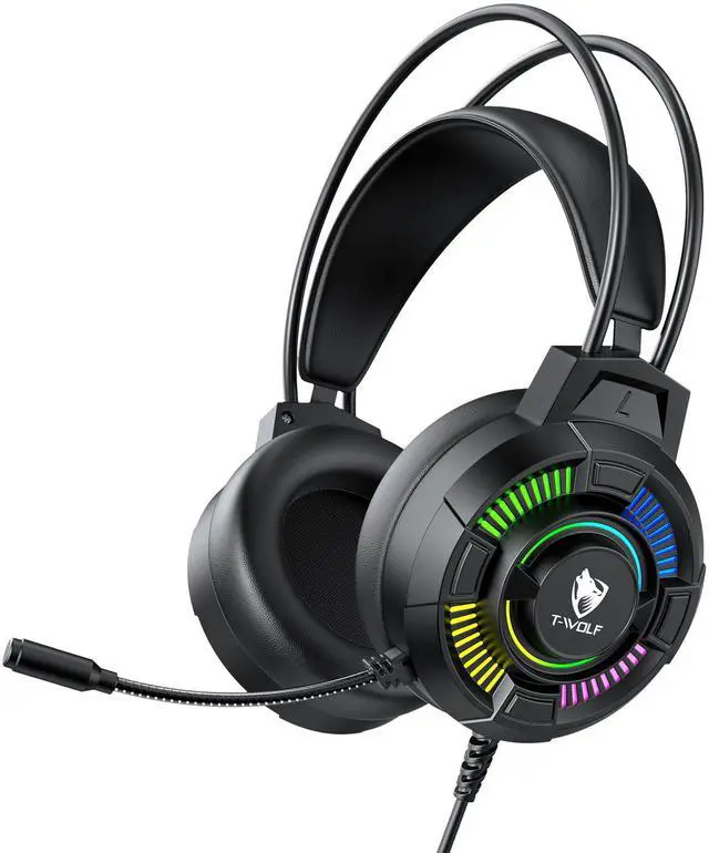 Main image of Wired Gaming Headset with Microphone, 50mm Dynamic Drivers, 7.1 Surround Sound, RGB Lighting, Lightweight Stereo Headphones with USB Control Box for PC, Mac, Laptop, PS4, PS5