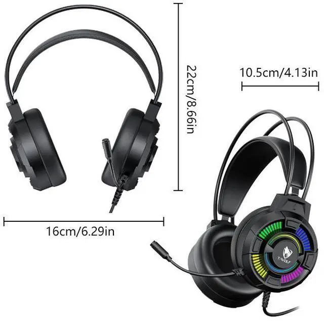 Alt view image 7 of 7 - Wired Gaming Headset with Microphone, 50mm Dynamic Drivers, 7.1 Surround Sound, RGB Lighting, Lightweight Stereo Headphones with USB Control Box for PC, Mac, Laptop, PS4, PS5