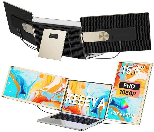 Main image of Laptop Screen Extender 15.6", FHD 1080P Portable Triple Monitor for Laptops 13-17.3", 120% sRGB 235° Rotation Detachable Laptop Monitor Extender for Windows/Mac/Dex/Chrome/Surface, Plug n Play