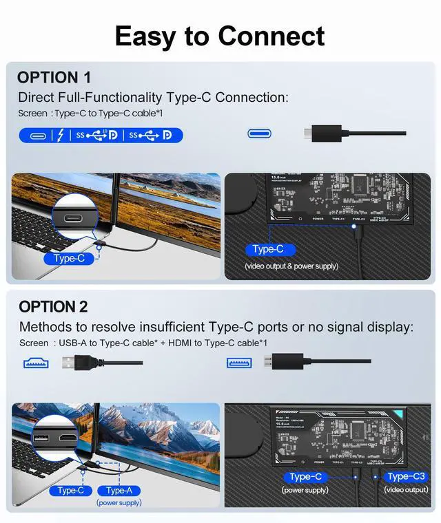 Alt view image 4 of 7 - Laptop Screen Extender 15.6", Detachable 120% sRGB 1080P FHD Dual Portable Monitor, Plug & Play External Screen for 13"-17" Laptops, Compatible with Windows, macOS, Android, ChromeOS & PS5