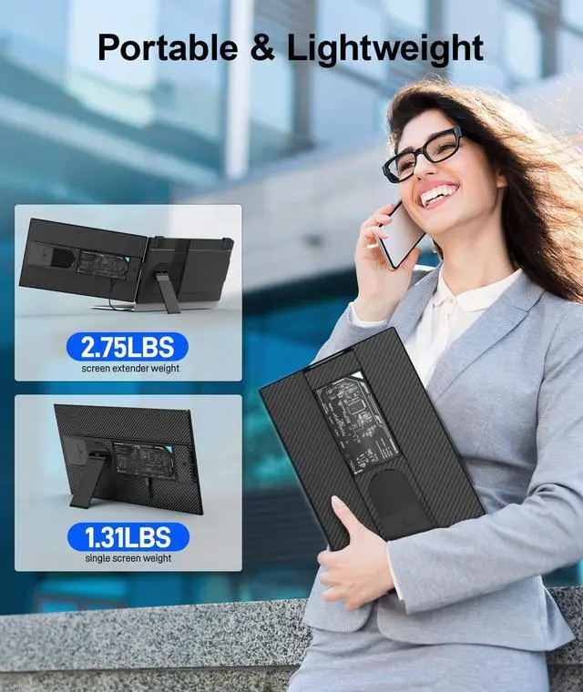 Alt view image 7 of 7 - Laptop Screen Extender 15.6", Detachable 120% sRGB 1080P FHD Dual Portable Monitor, Plug & Play External Screen for 13"-17" Laptops, Compatible with Windows, macOS, Android, ChromeOS & PS5