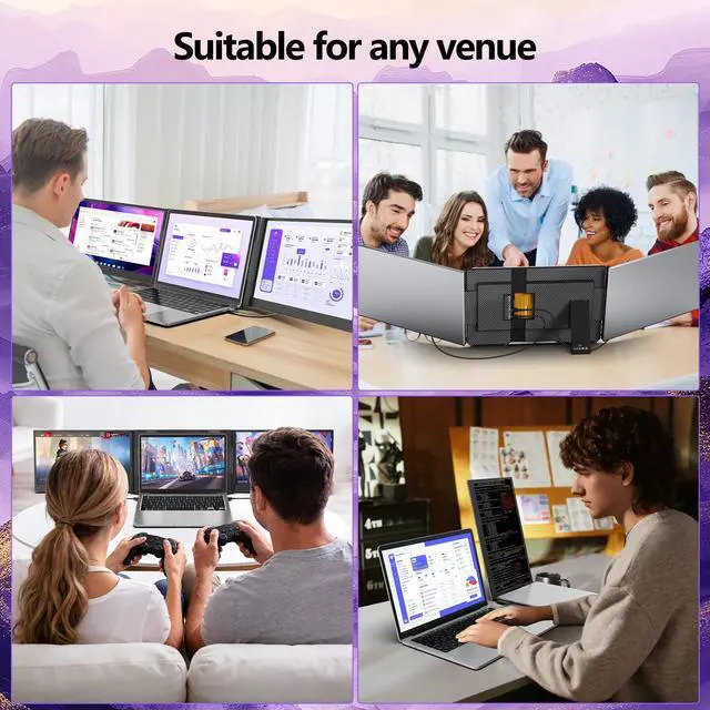Alt view image 7 of 7 - 15.6" Laptop Screen Extender, Ultra Light & Thin Triple Portable Monitor for Laptop, 1080P FHD IPS Display, Plug & Play via HDMI/USB-A/Type-C, Compatible with Mac/Windows/Android/Dex