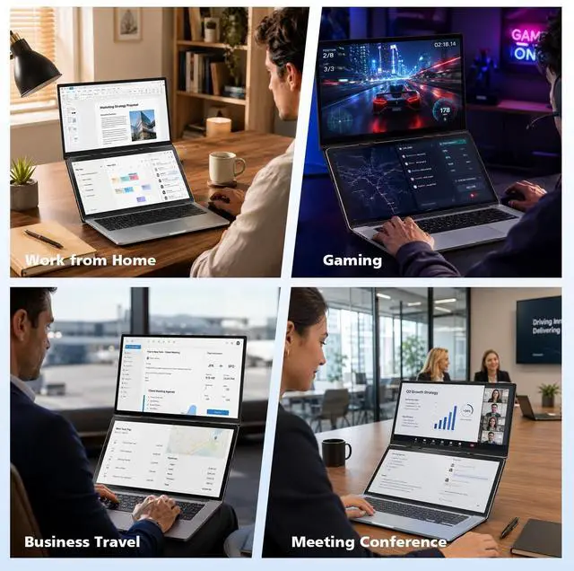 Alt view image 7 of 7 - Laptop Screen Extender, 15.6 FHD 1080P Eye Care & Neck-Friendly Travel Monitor for Laptop,0.2" Ultra-Thin Display with 100% sRGB, Vertical Screen Extender Plug & Play for Windows/Mac/Android/Chrome