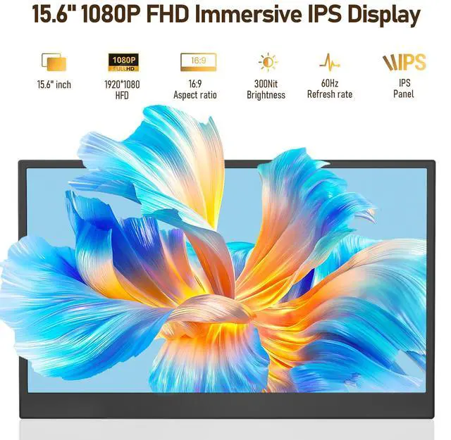 Alt view image 2 of 7 - Laptop Screen Extender 15.6", Portable Dual Monitor for 13 -17 Laptops, Ultra-Slim Clamp-On Vertical Dual IPS 1080P Screen Monitor Extender, Plug & Play USB-C HDMI for Office Travel