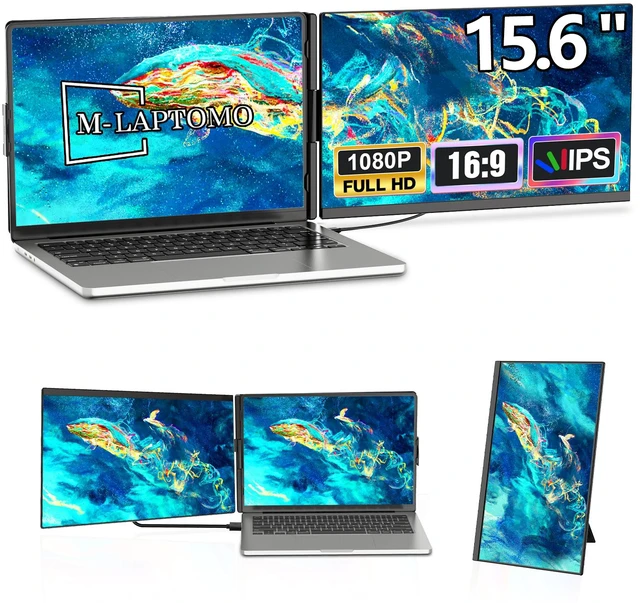 Main image of Laptop Screen Extender 15.6", Detachable 120% sRGB 1080P FHD Dual Portable Monitor with stand, Plug & Play External Screen for 13"-17" Laptops, Compatible with Windows, macOS, Android, ChromeOS & PS5