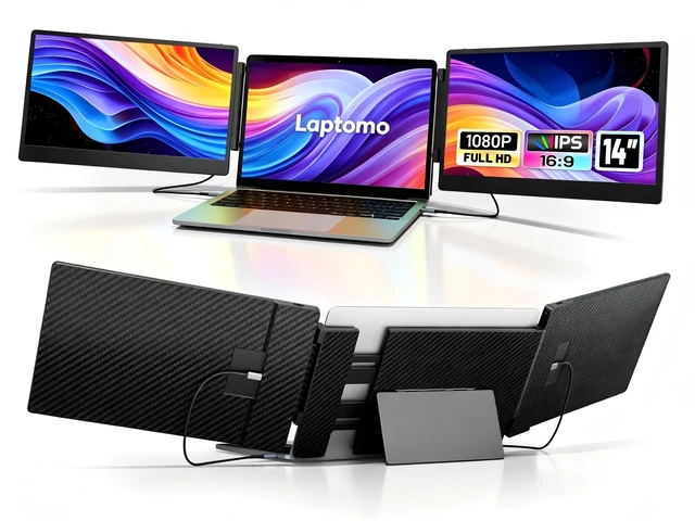 Main image of Laptop Screen Extender, 14'' Triple Portable Laptop Monitor Extender, 1080P FHD IPS Travel Laptop Monitor Extender, HDMI/USB-A/C Plug-Play for Mac/Windows/Android/Dex
