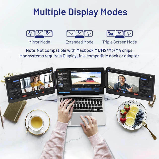 Alt view image 3 of 7 - Laptop Screen Extender, 14'' Triple Portable Laptop Monitor Extender, 1080P FHD IPS Travel Laptop Monitor Extender, HDMI/USB-A/C Plug-Play for Mac/Windows/Android/Dex