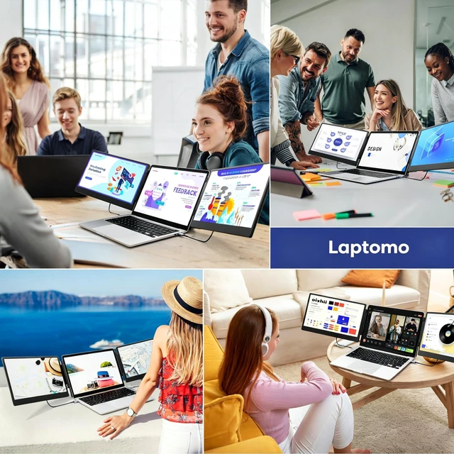 Alt view image 7 of 7 - Laptop Screen Extender, 14'' Triple Portable Laptop Monitor Extender, 1080P FHD IPS Travel Laptop Monitor Extender, HDMI/USB-A/C Plug-Play for Mac/Windows/Android/Dex