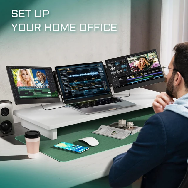Alt view image 5 of 6 - 14.3" Laptop Screen Extender Monitor Portable, Tripe monitor portable screen extender with 1080P FHD IPS Display, Plug and Play via HDMI/USB-A/C for Mac/Windows/Android/Dex