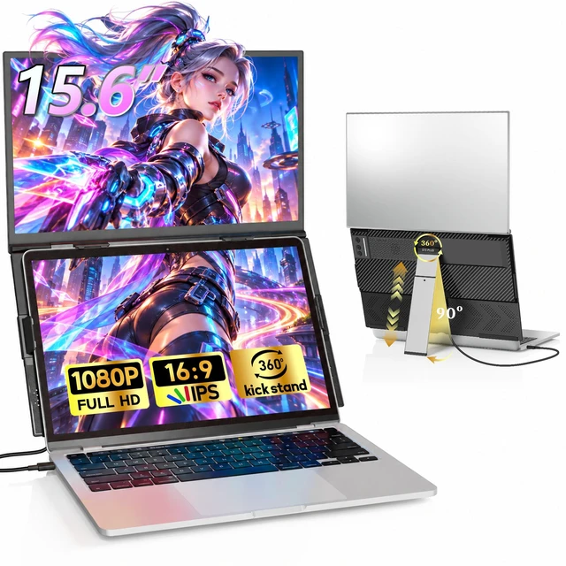 Main image of Laptop Screen Extender, 15.6 FHD 1080P Eye Care & Neck-Friendly Travel Monitor for Laptop,0.2" Ultra-Thin Display with 100% sRGB, Vertical Screen Extender Plug & Play for Windows/Mac/Android/Chrome