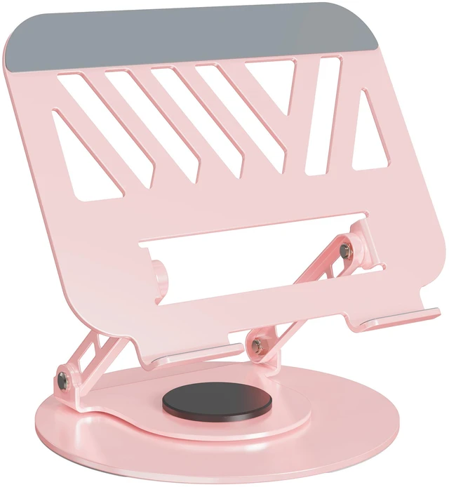 Main image of Laptop Stand for Desk, Adjustable Computer Stand with 360° Rotating Base, Ergonomic Laptop Riser for Collaborative Work, Foldable & Portable, Compatible with MacBook Pro, All Laptops 10 -17.3" - Pink