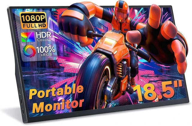 Main image of 18.5" Portable Monitor, 120Hz FreeSync, FHD 1080P IPS Display, Ultra-Slim & Lightweight, VESA & Built-in Stand, USB-C & Mini HDMI Second Screen for Laptop, PC, Mac, PS5, Xbox, Switch