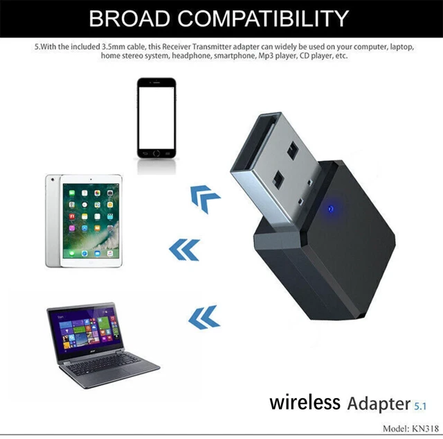 Alt view image 5 of 7 - USB Wireless Bluetooth 5.1 3.5mm AUX Audio Stereo Music Car Adapter Receiver 1X