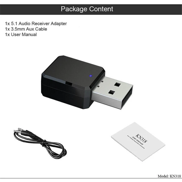 Alt view image 7 of 7 - USB Wireless Bluetooth 5.1 3.5mm AUX Audio Stereo Music Car Adapter Receiver 1X