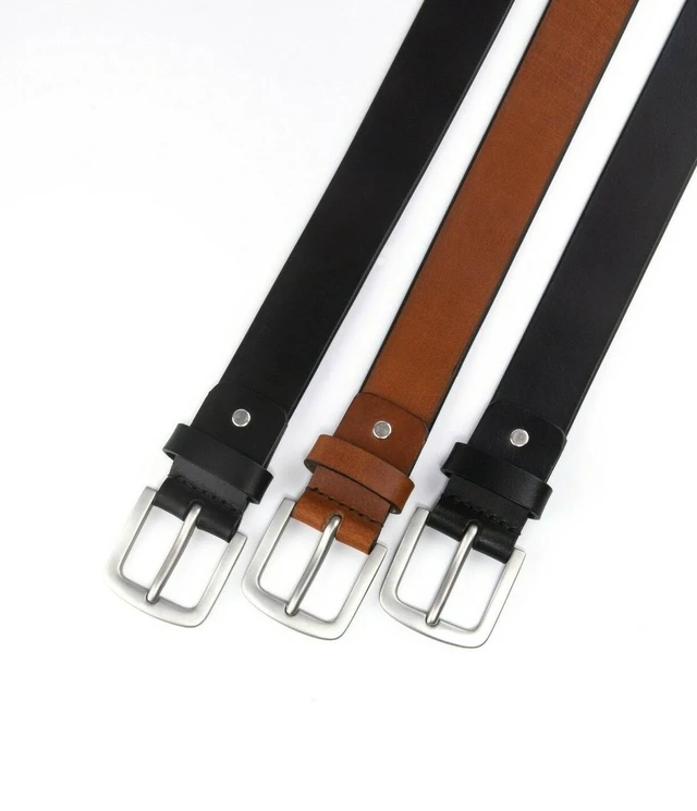 Alt view image 4 of 7 - Style04 Leather Men's Belts Full Grain Genuine Casual Jeans Dress Belts for Men Black36-38
