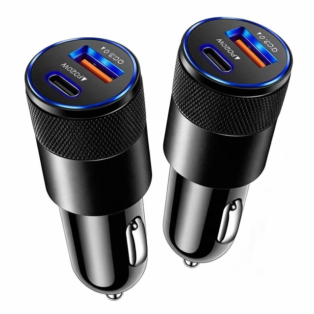 Main image of 2 Port PD USB-C Fast Charging Car Charger Adapter For iPhone For Samsung 2PCS Black 02