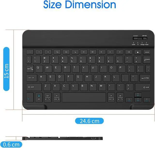 Alt view image 4 of 7 - 10 inch Wireless Bluetooth Keyboard for iPad Tablet, iOS, Android Tablet