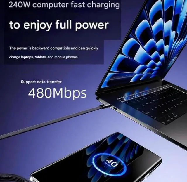 Alt view image 5 of 7 - 240W Fast Charging Cord 2-in-1 Invisible Holder Charger Cable with Phone Stand Type-C to Lightning 2pcs 5FT/1.5M