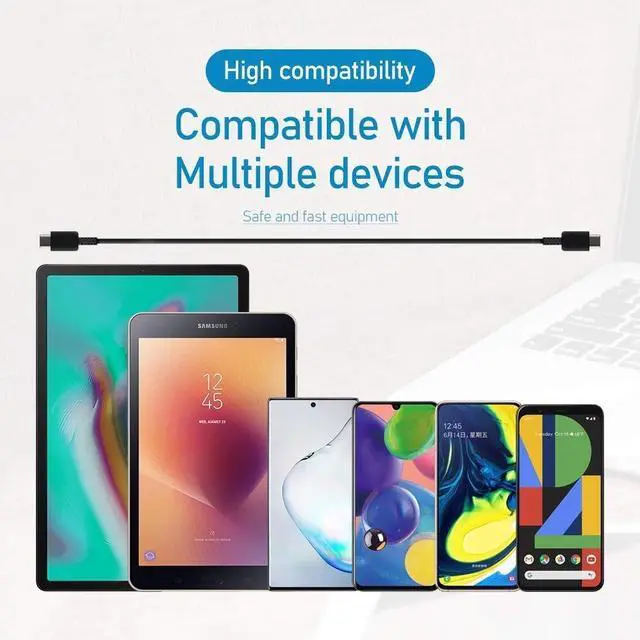 Alt view image 7 of 7 - 25W Type USB-C Super Fast Wall Charger Cable For Samsung Galaxy S20 S21 S2225W 1 PCS US Charger + 2 PCS 6ft cable