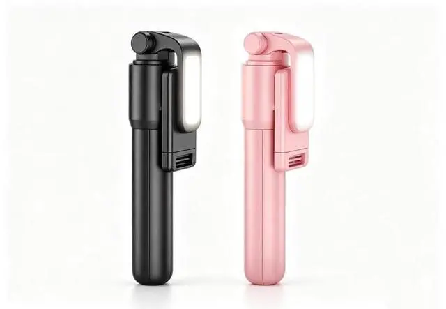Alt view image 7 of 7 - Selfie Tripod Bluetooth Remote Holder LED Fill Light For iPhone Samsung Android black+pink